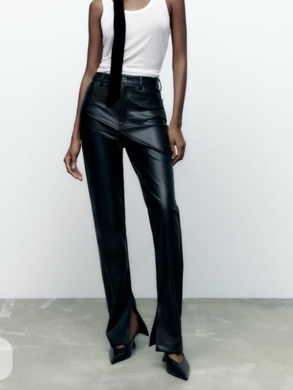 Zara Faux Leather Pants bootcut with slits size 4